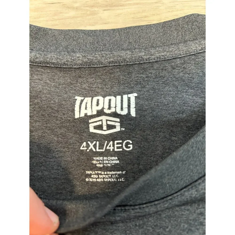 Tapout Shirt Mens 4XL Dark Gray Logo Crewneck Short Sleeve Stretch Activewear - Picture 3 of 3